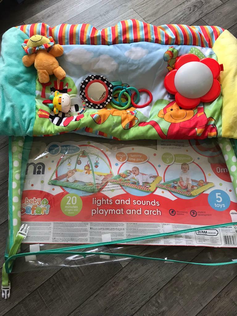 mothercare baby safari lights and sounds playmat